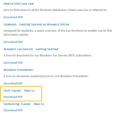 Help files OSH Tracker