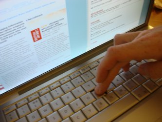 computer monitor and keyboard