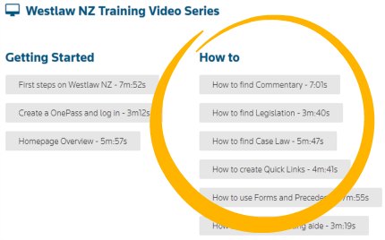 Westlaw NZ -' how to' training videos.