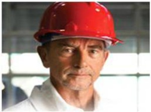 Older man wearing a hard hat