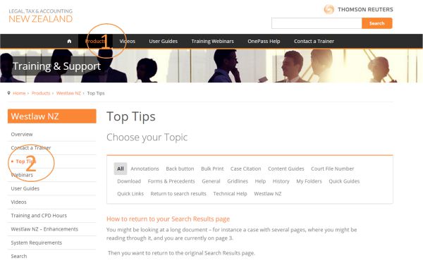 Thomson Reuters NZ Training site - Westlaw NZ